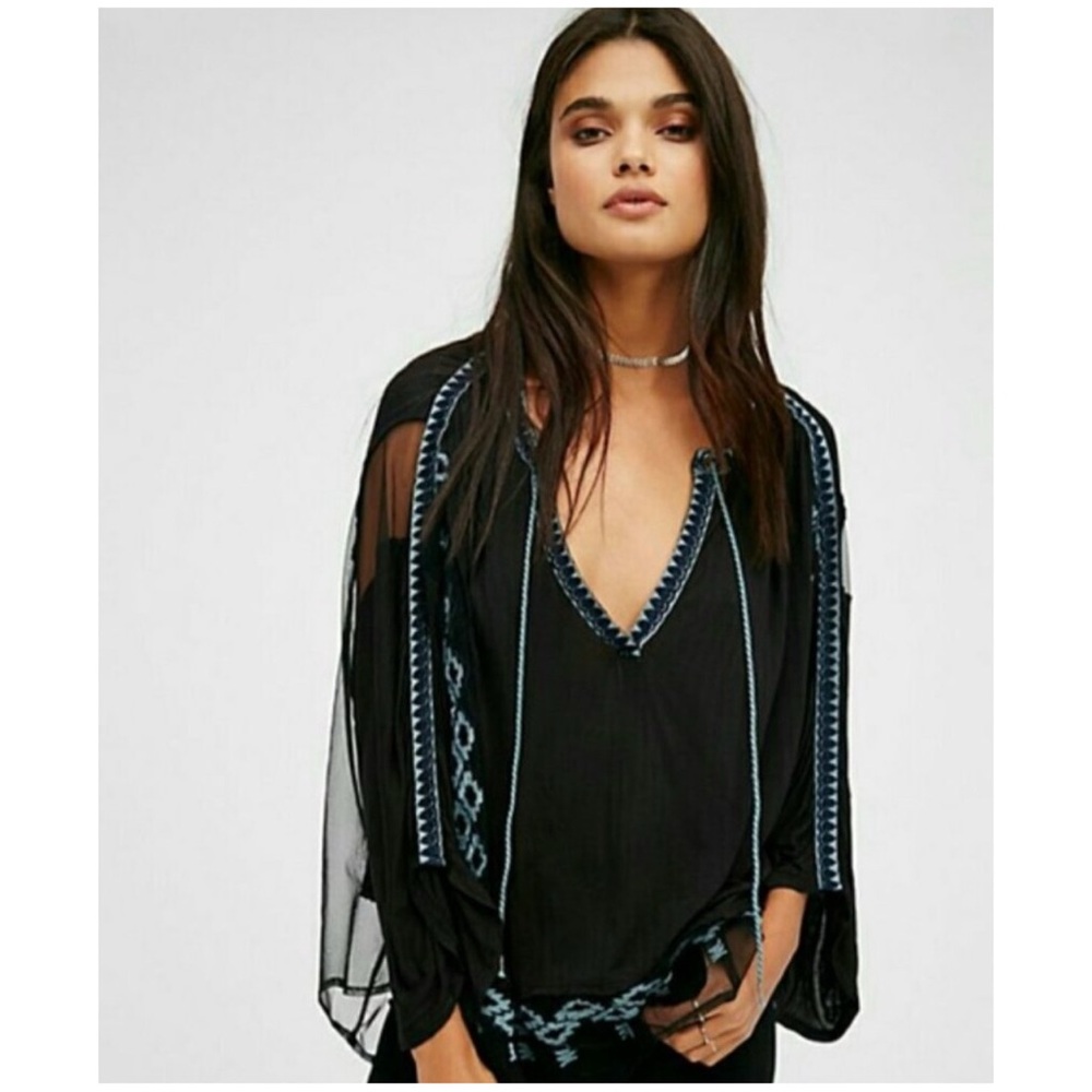 Free People Eden Sheer Boho Peasant Top